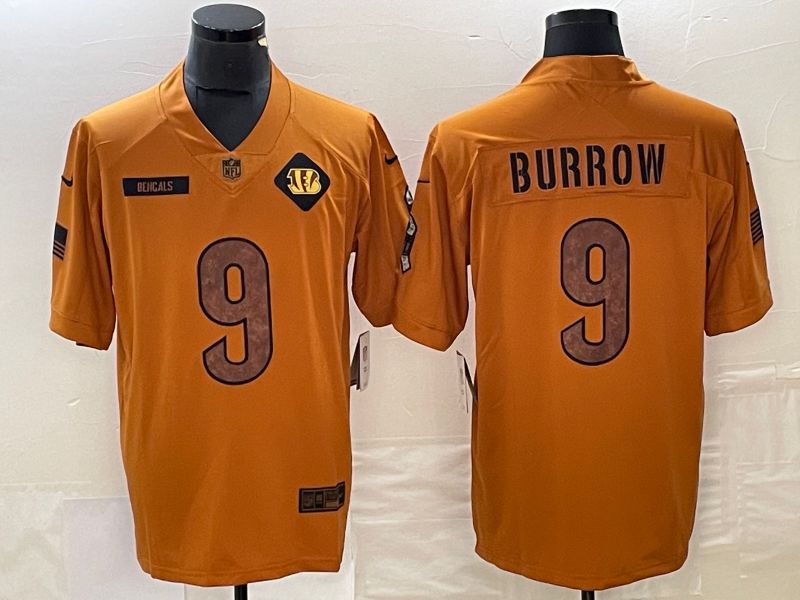 Men Cincinnati Bengals #9 Burrow brown Nike 2023 Salute To Service Limited NFL Jersey->cincinnati bengals->NFL Jersey